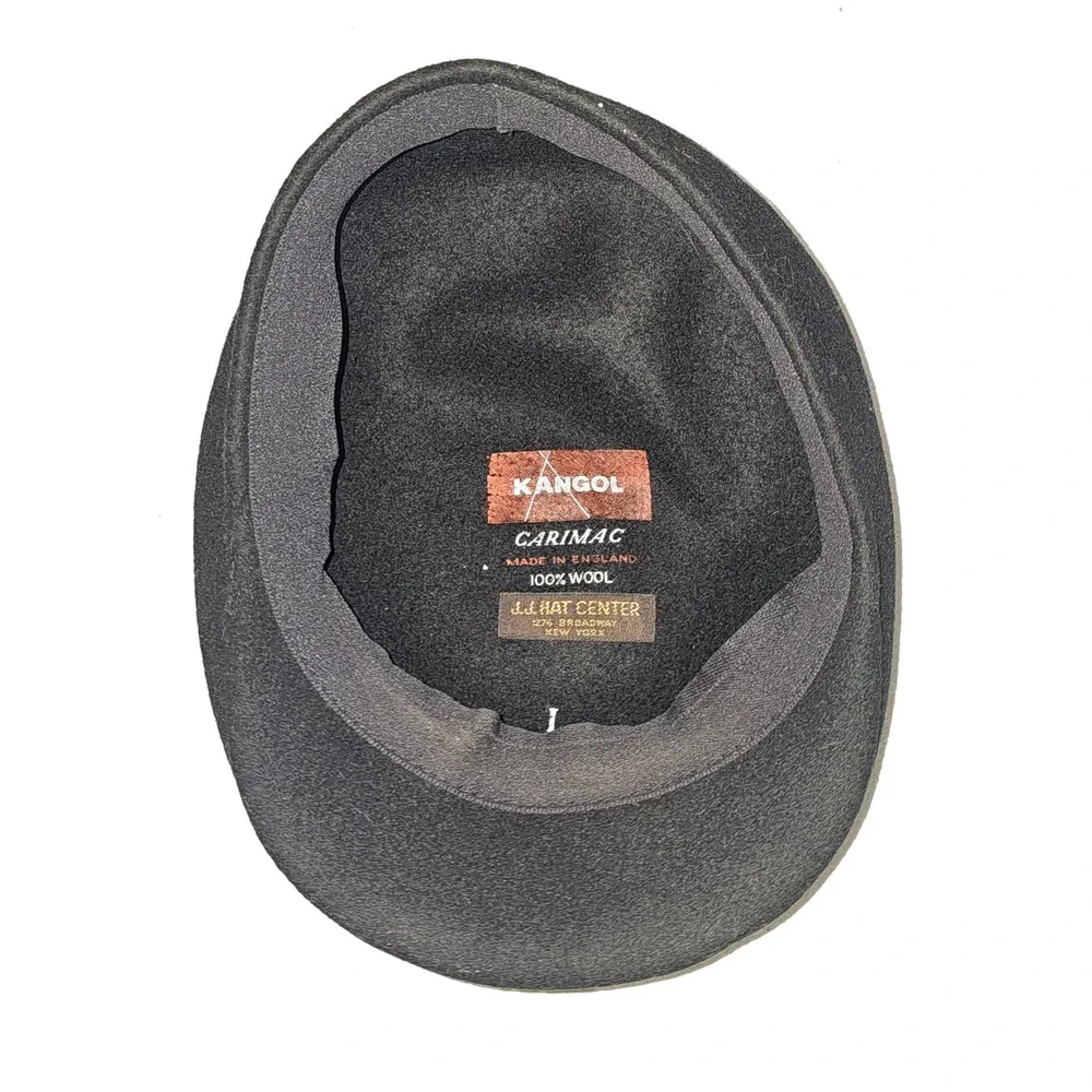 Vintage Kangol Carimac Mens Black Wool Driving Cap Hat Made In England